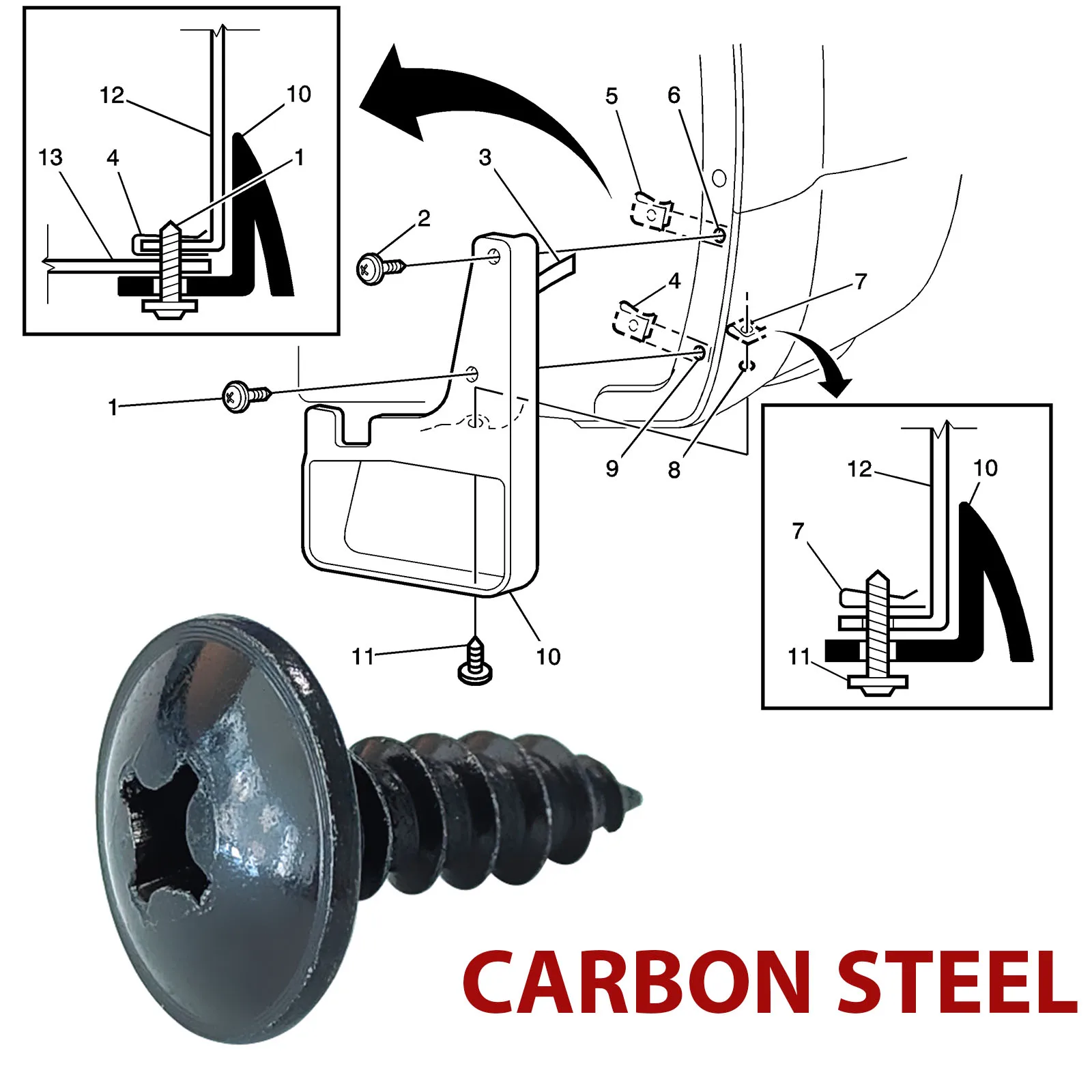 

12 шт. саморезы, болты, автомобильные брызговики, вкладыш на крыло, брызговики, щит, крышка бампера для Toyota Kia Hyundai Ford