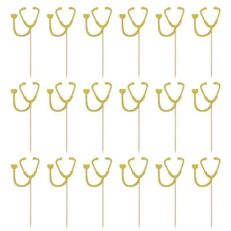

24pcs Paper Cake Topper Stethoscope Cupcake Toppers Hospital Theme Party Cupcake Decorations