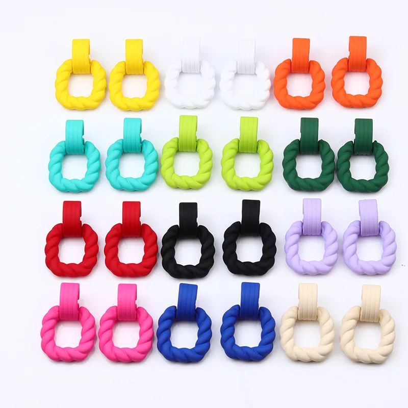 

Acrylic Earrings Exaggerated Geometric Hoop Dangle Earrings for Women Spray Rubber Paint Piercing Ear Jewelry Accessories Gifts