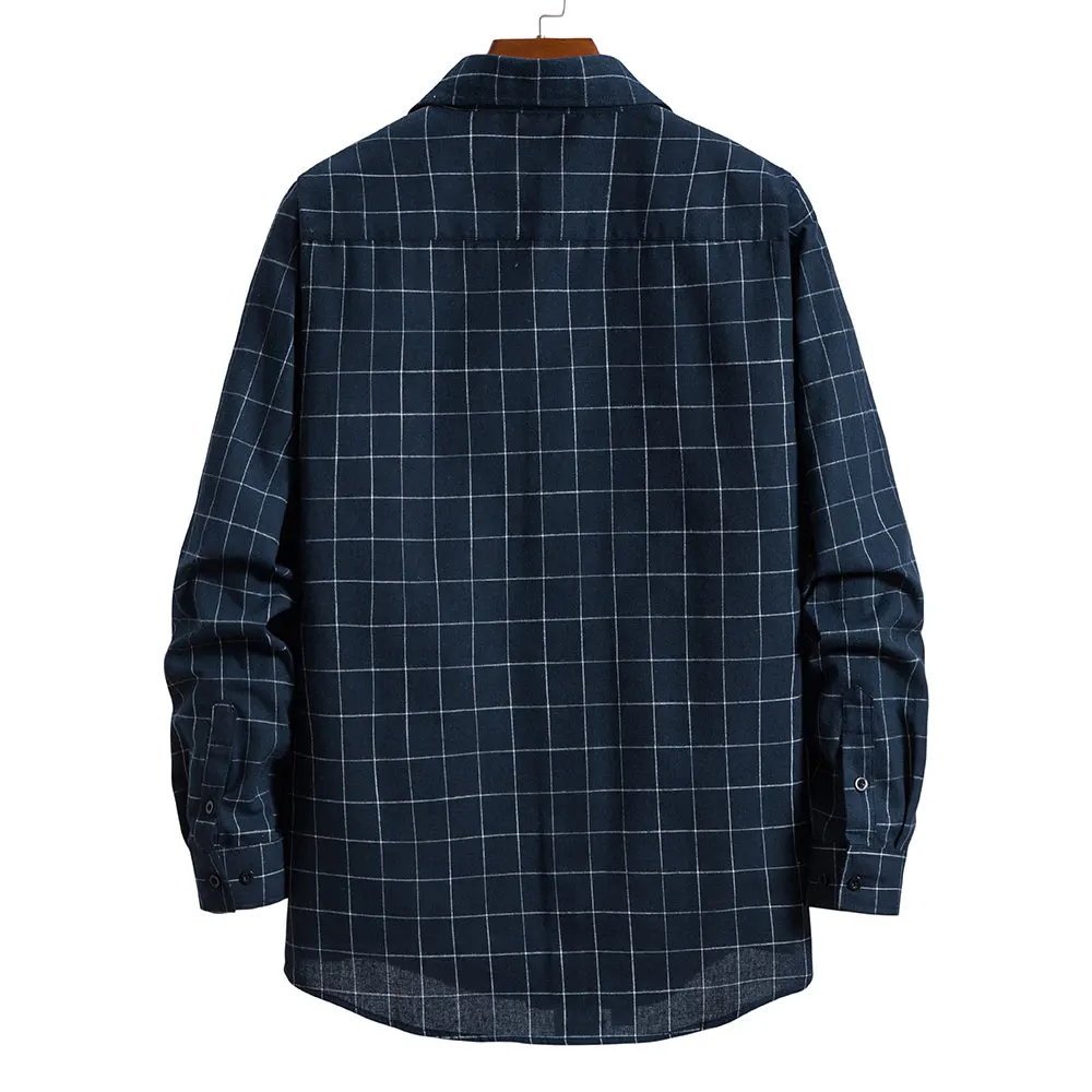 Vintage Shirt Plaid Shirts Men Clothings Camisa Para Hombre Camisas Manga Larga Hombre Chemisiers Mens Fashion Checked Shirt