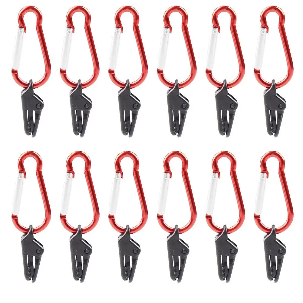

12pcs Tent Pull Point Clip Hook With Carabiner Outdoor Camping Hook Buckle Windproof Rope Clamp Tent Accessories Wholesale
