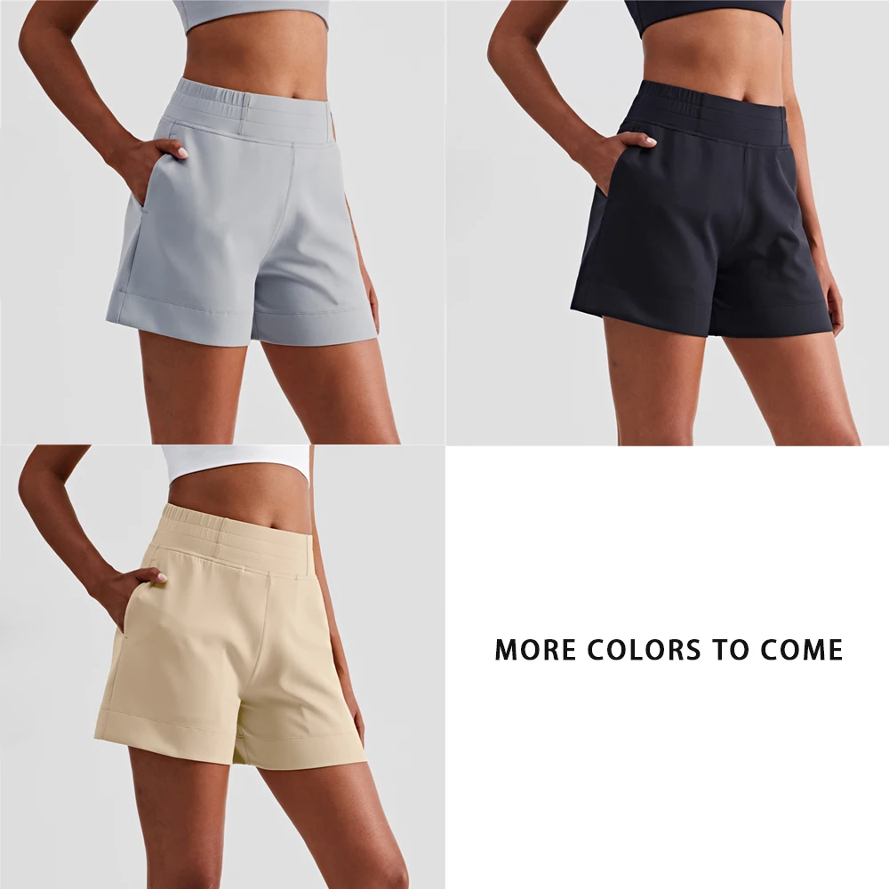 WISRUNING 2-side Pockets High Waist Yoga Shorts Women Push Up Bicycles for Fitness Sports Tights Leggings for Gym Outfit Workout