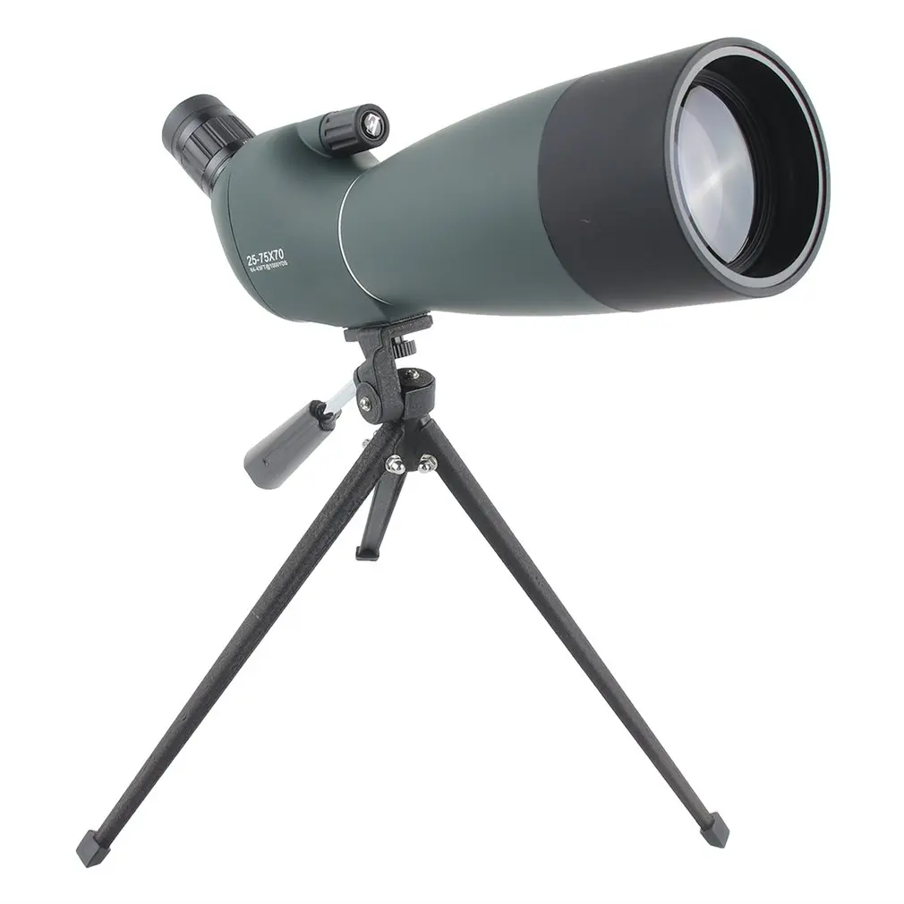 

25-75*70 Angled Spotting Scope Zoom Lens Waterproof With Tripod Phone Adapter High Definition Night Vision Watching Telescope