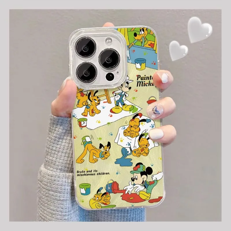 Телефонный чехол Disneies Mickeies Plutos для IPhone 16 15 14 Plus 13 12 11 Pro Max X Xs XR 8 7 текстура перьев