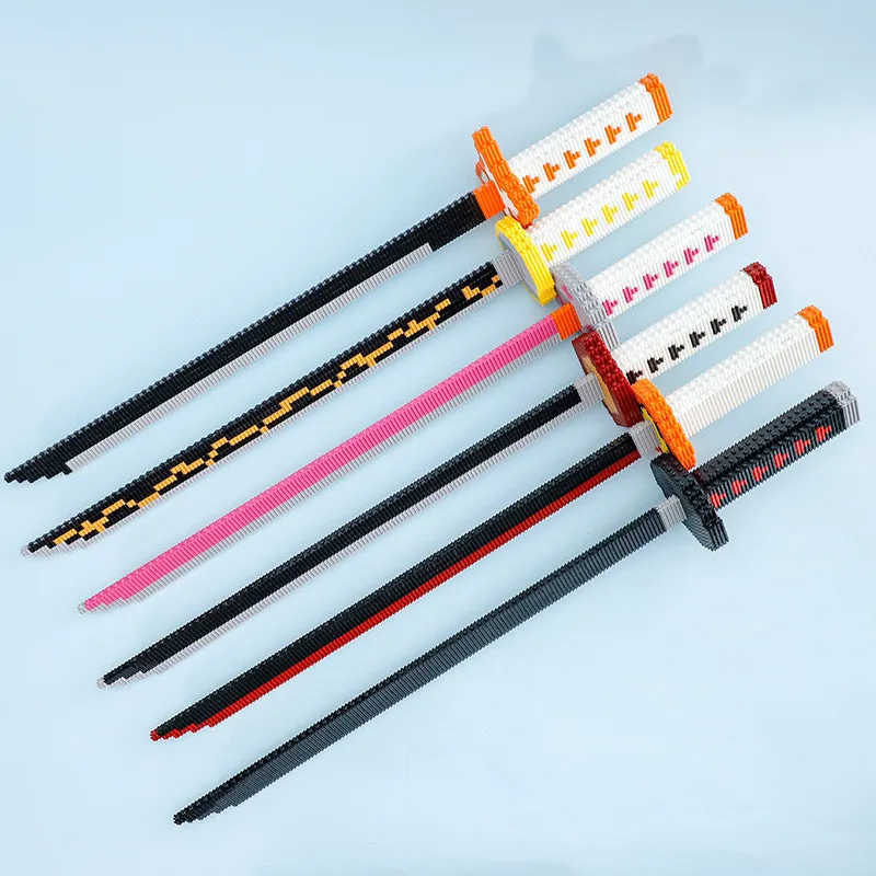 

Demon Slayer Building Blocks Anime Kimetsu No Yaiba Figure Particles Assembled Children Educational Toy Katana Sword Model Gift