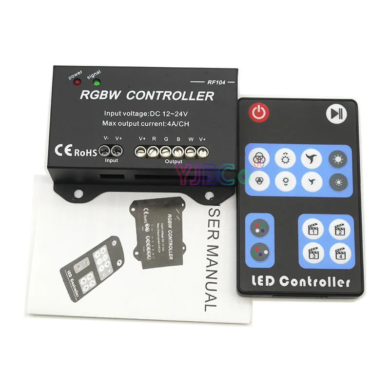 

4 Channel RGBW RGB+W Led Strip Controller RF104 DC 12V-24V 4A*4CH Light tape Dimmer Controller for RGB RGBW Led Intelligent Lamp