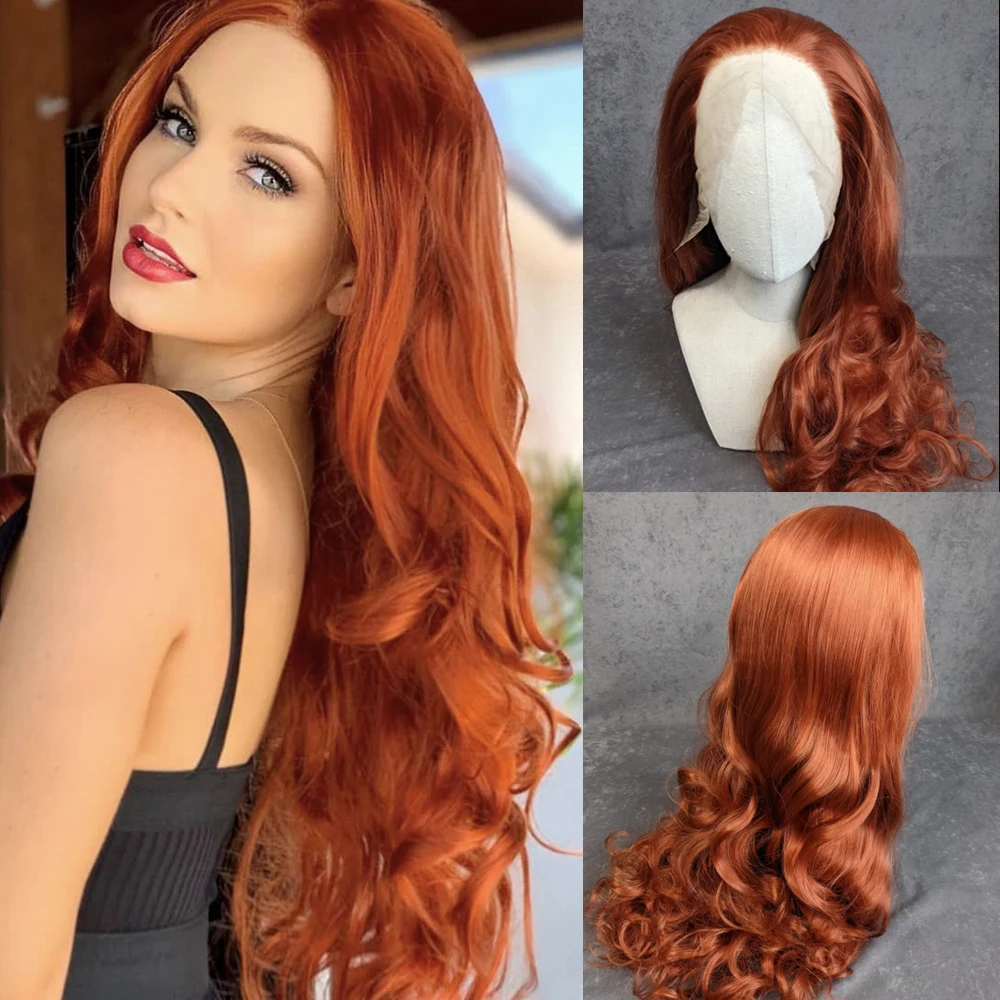 

Sivir Synthetic Lace Front Wigs For Woman Long Wavy Orange Color Hair Cosplay Sexy/Daily/Party Heat Resistant Fibre