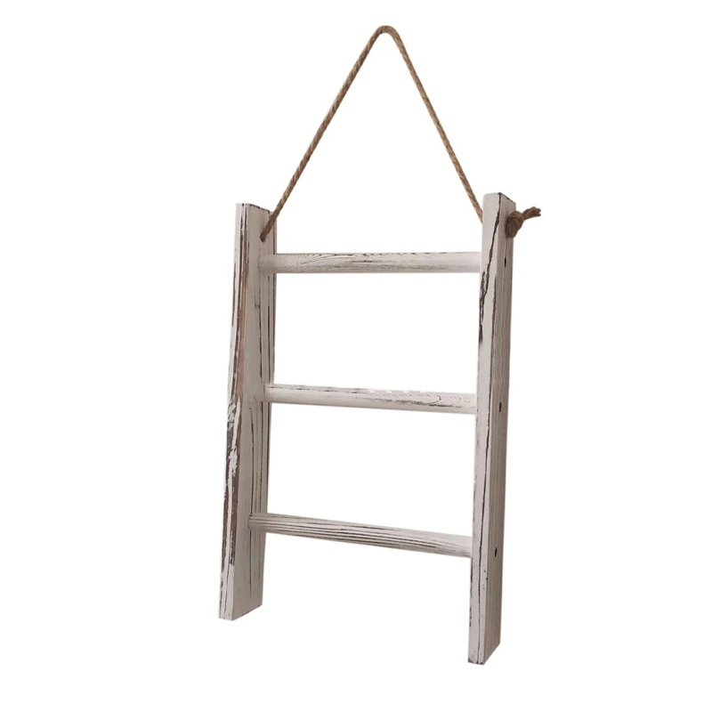 

Wall Hanging With Rope Blankets Retro Bedroom Bathroom Kitchen Living Room Wooden Towel Rack Storage Ladder Home Decor
