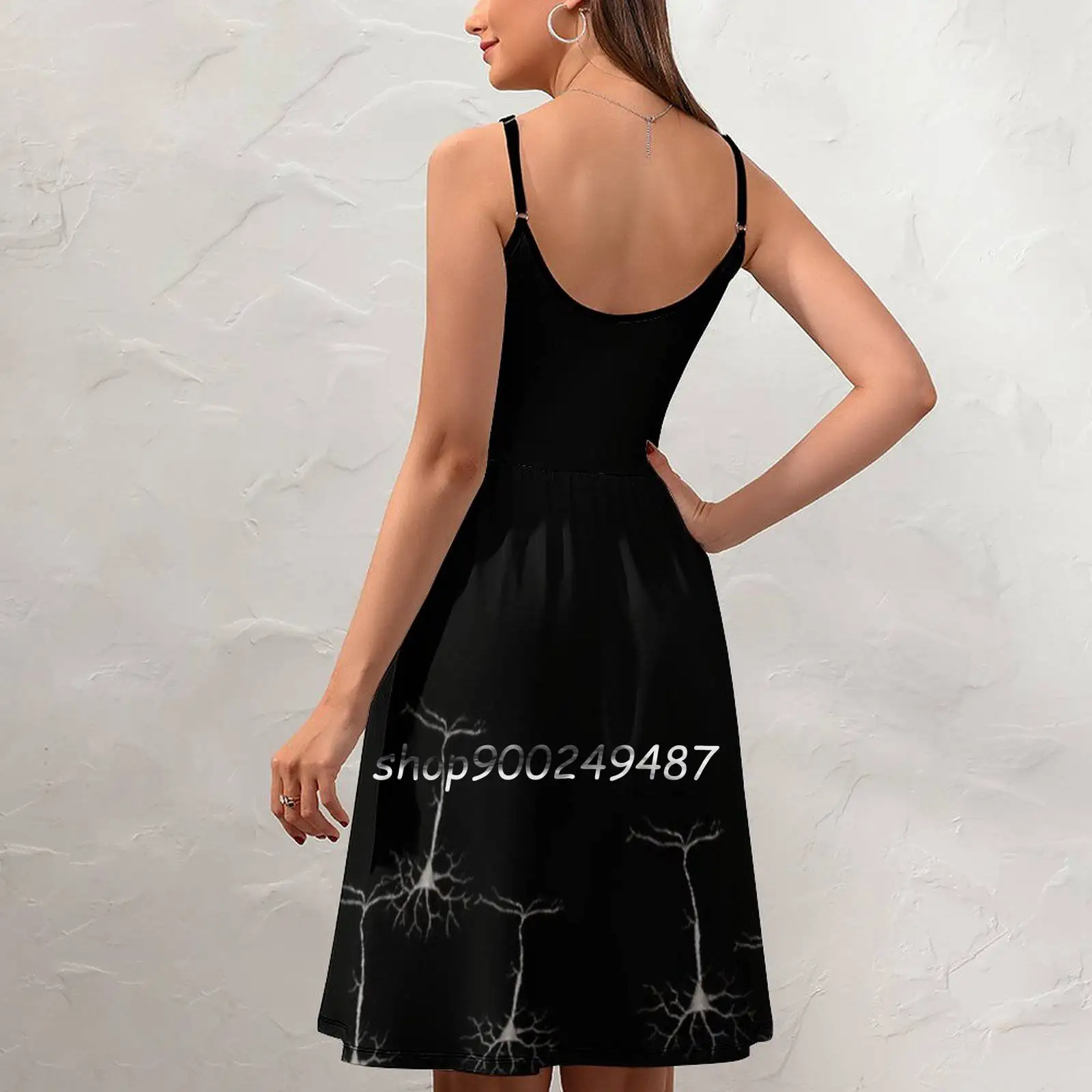 Pyramidal Cells On Black Sweet Summer Casual Sling Dresses Korean Women Sexy Sundress Science Neuroscience Brain Cell Neuron