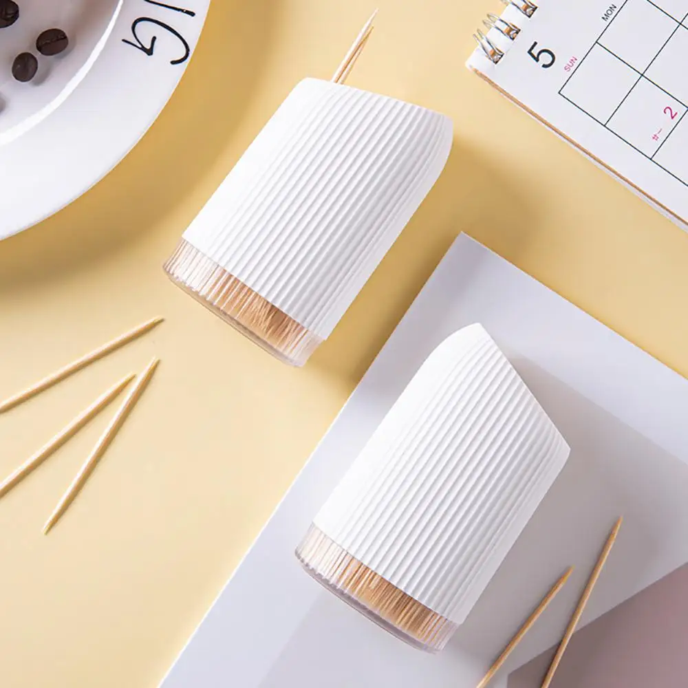 

Disposable Double-headed Bamboo Toothpick Storage Box Toothpick Bottle Snack Fruit Sliding Cover Toothpick Tube 280pcs/bottle