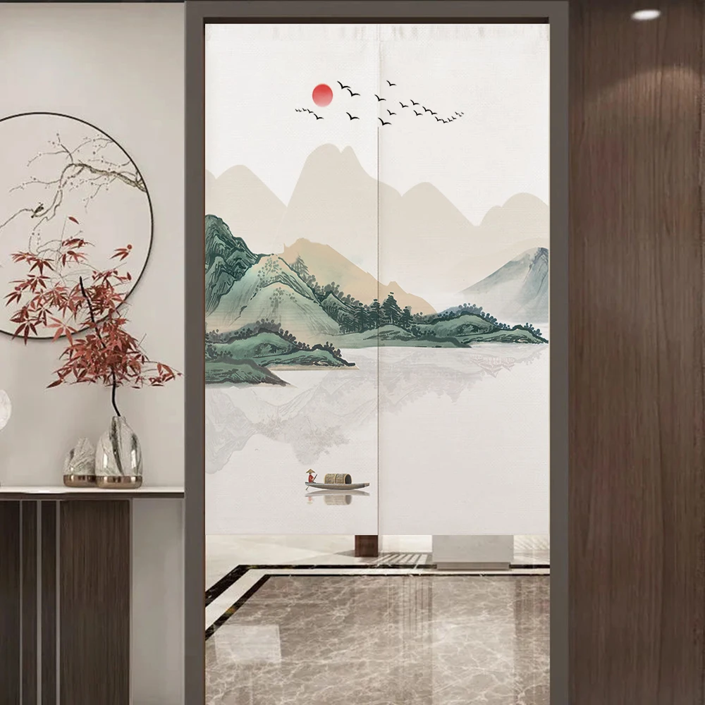 

Chinese Door Curtain Partition Curtain Home Curtain For Bedroom Hole Free Hanging Curtain For Kitchen Living Room And Toilet