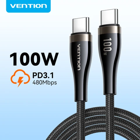 Кабель Vention 100 Вт USB Type C к USB C для Iphone 17 Быстрая зарядка USB-C PD Зарядное устройство Провод для Iphone 16 15 Macbook Samsung