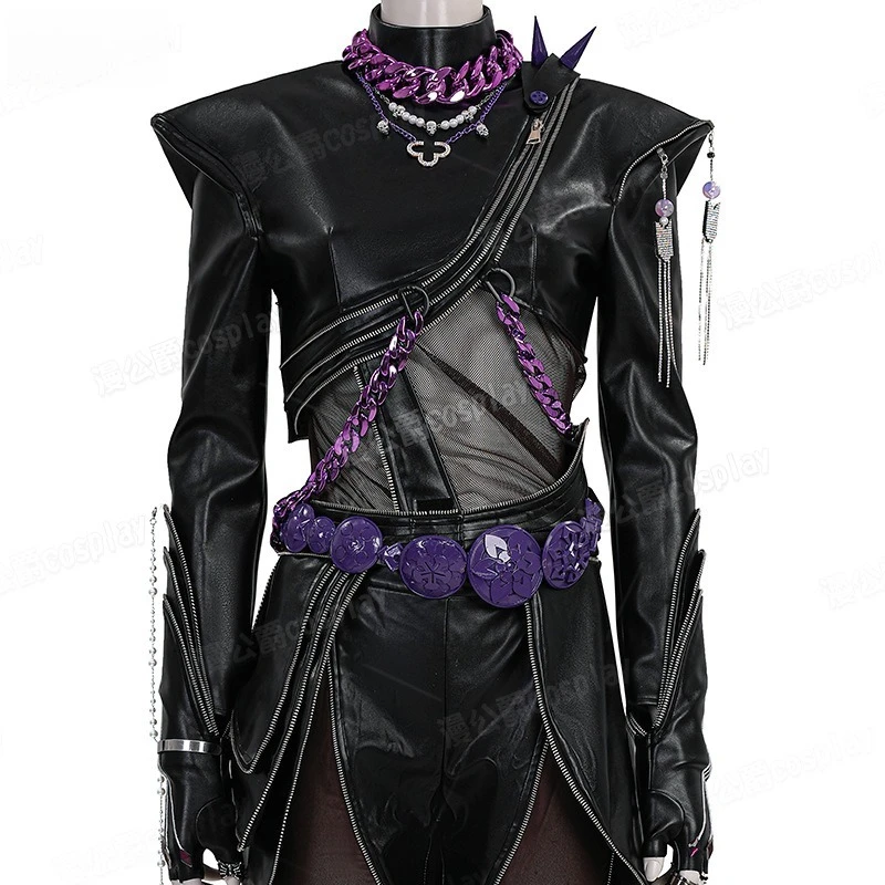 Фото KPOP Huntress Witch Group Lumi Косплей-готический кожаный сценический наряд в стиле панк-женский костюм для выступлений на мероприятиях Kpop и косплей №3
