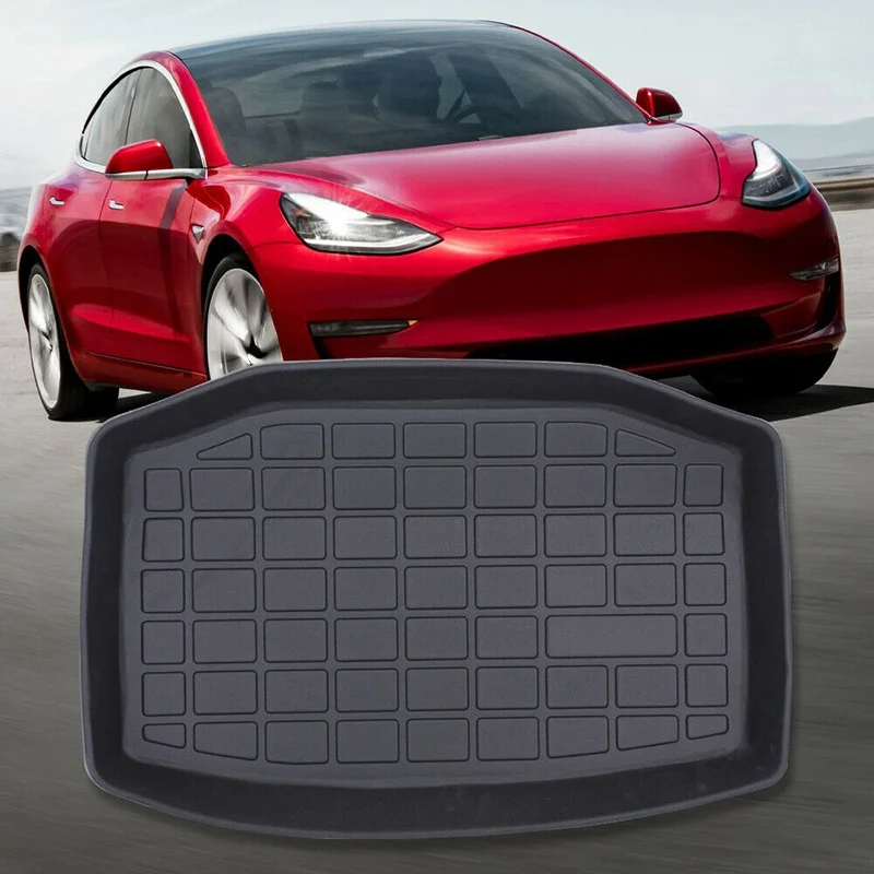 

JIUWAN 1 шт. для Tesla Model 3 черный силиконовый коврик для хранения в багажнике аксессуары для салона автомобиля ТПЭ Водонепроницаемый защитный ко...