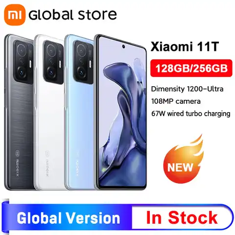 Глобальная версия смартфона Xiaomi 11T 128 ГБ/256 ГБ MediaTek Dimensity 1200-Ultra Octa Core 108MP Camera 5000 мАч NFC 67W зарядка