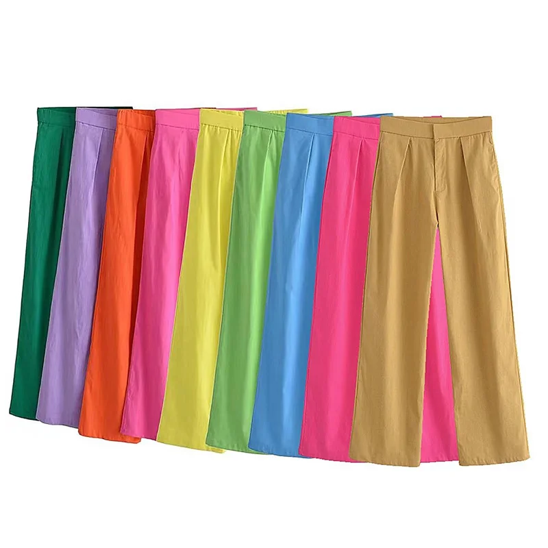 

Женские брюки SLTNX TRAF 2023, модная офисная одежда, Женские однотонные винтажные брюки с высокой талией на молнии, женские брюки до щиколотки