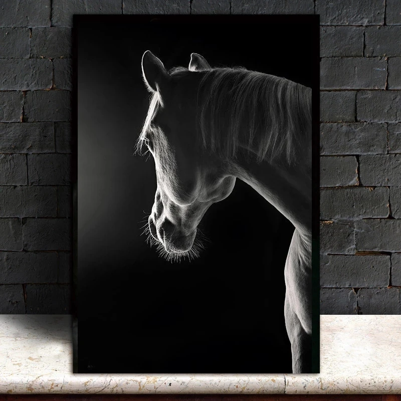Абстрактный современный принт холст постер черная лошадь украшение для гостиной