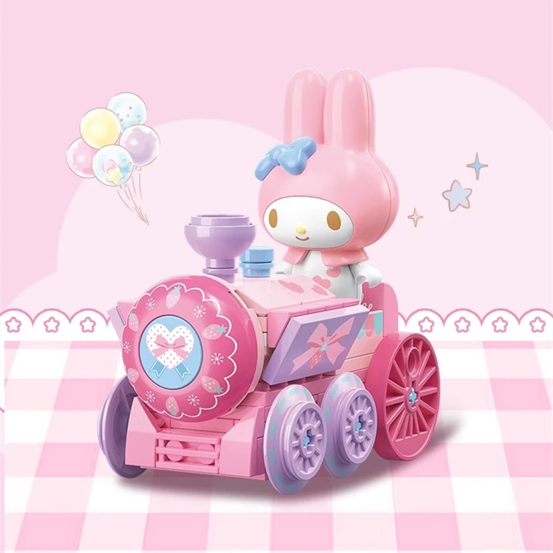 Sanrio строительный блок мультяшный автомобиль HelloKitty mymelody Kuromi Hangyodon модель