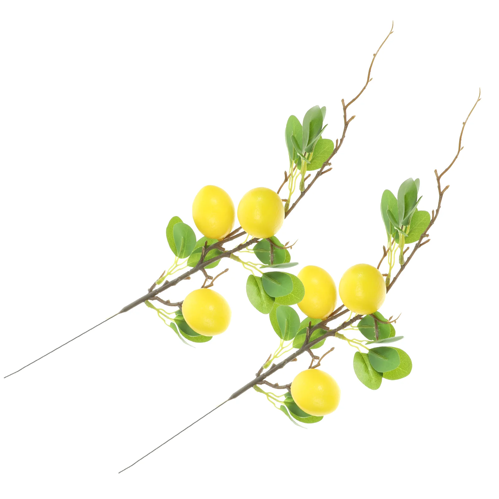 

2 Pcs Decorative Faux Fake Lemon Branch Vivid Small Plants Wear-resistant Indoor Home Supply Artificial Fruit Office