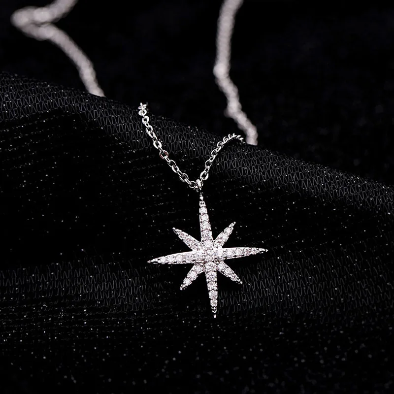

5pcs Sweet Fashion Wild Shooting Star Shines Single Eight-pointed Star Necklace Temperament Women Clavicle Chain