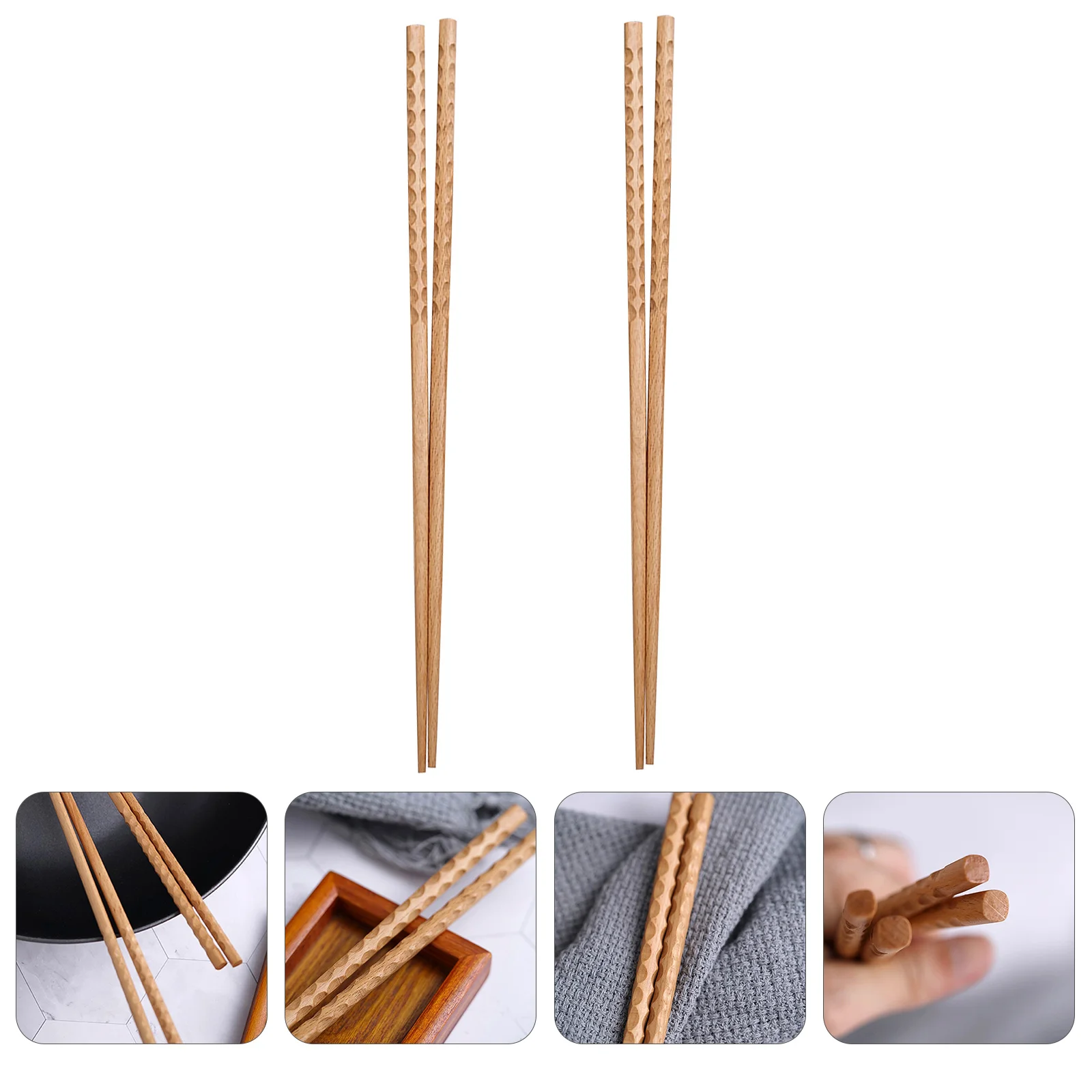 

2 Pairs Chopsticks Wood No Stick Pans Set Noodles Chopsticks Wooden Chopsticks Suhsi Chopsticks Fondue Pot Set