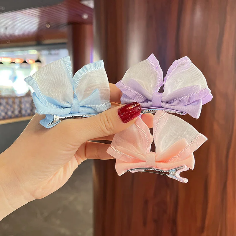 

2PCS New Mesh Stereoscopic Cute Bow Hairpins Children Headwear Girls Clips Barrettes Hairgrips Hair Accessories