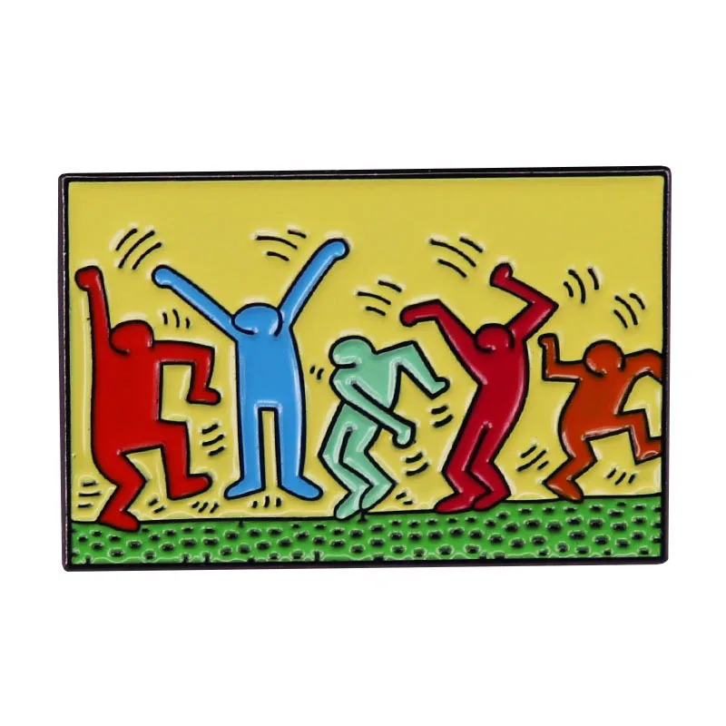 

Works by Artist Keith Haring Brooch Enamel Visual Art Untitled Dance Badge Wrap Clothing Lapel Jewelry for Friend Gifts