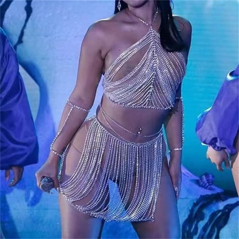 

Модная сексуальная цепочка Стразы с кисточками, цепочка для юбки, женское блестящее нижнее белье с кристаллами, ювелирные изделия, бикини, б...