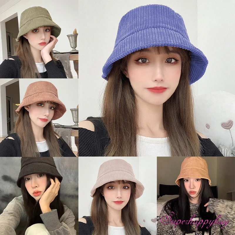 

Woman's Warm Windproof Versatile Hats Casual Bucket Monochrome Stripes Basin Hats