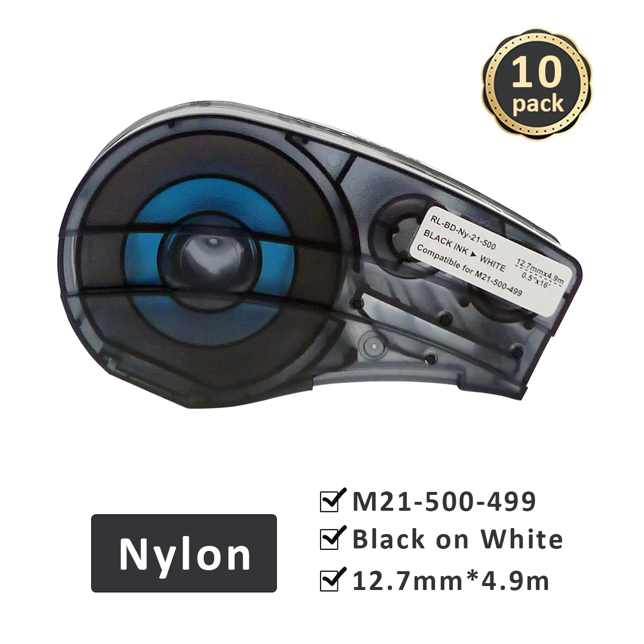 

10 шт., белая этикетка-наклейка для BMP21, 12,7 мм * 4,9 м M21-500-499 Nylon