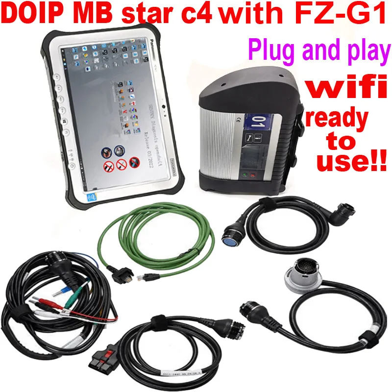 

DOIP MB Star C4 SD Connect C4 Compact Multiplexer C4 Wifi HHT WIN Diagnostic tool FZ G1 tablet Diagnosis ready to use car trucks