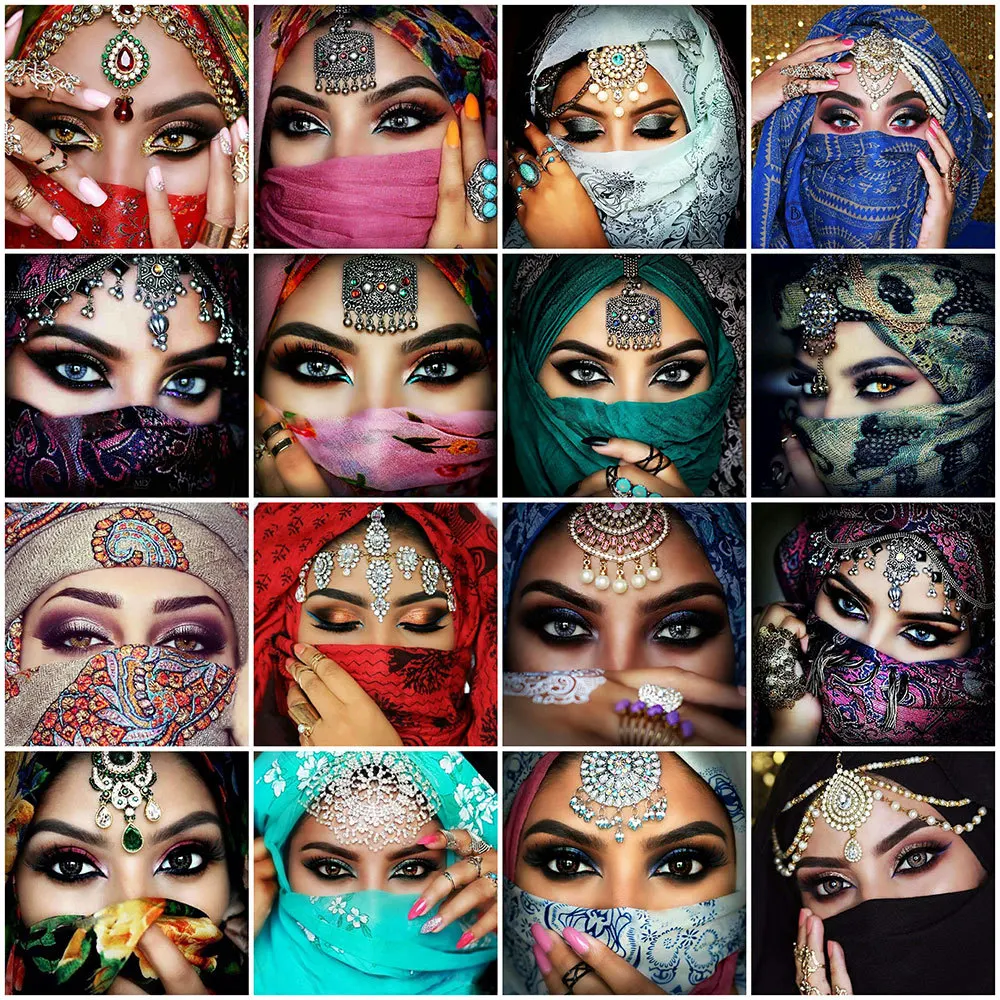 

EverShine Алмазная мозаика Индийская женщина подарок ручной работы Алмазная вышивка портрет полная площадь Алмазная живопись мусульманин карт...