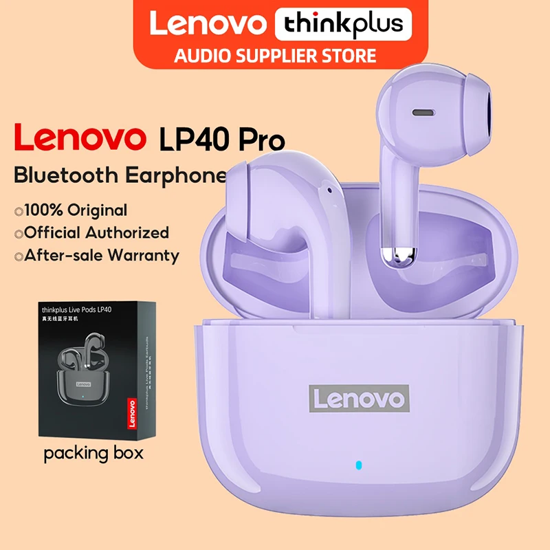 

10 шт. оригинальные наушники Lenovo LP40 Pro TWS Bluetooth беспроводные 5,1 спортивные шумоподавляющие наушники с сенсорным управлением 250 мАч наушники