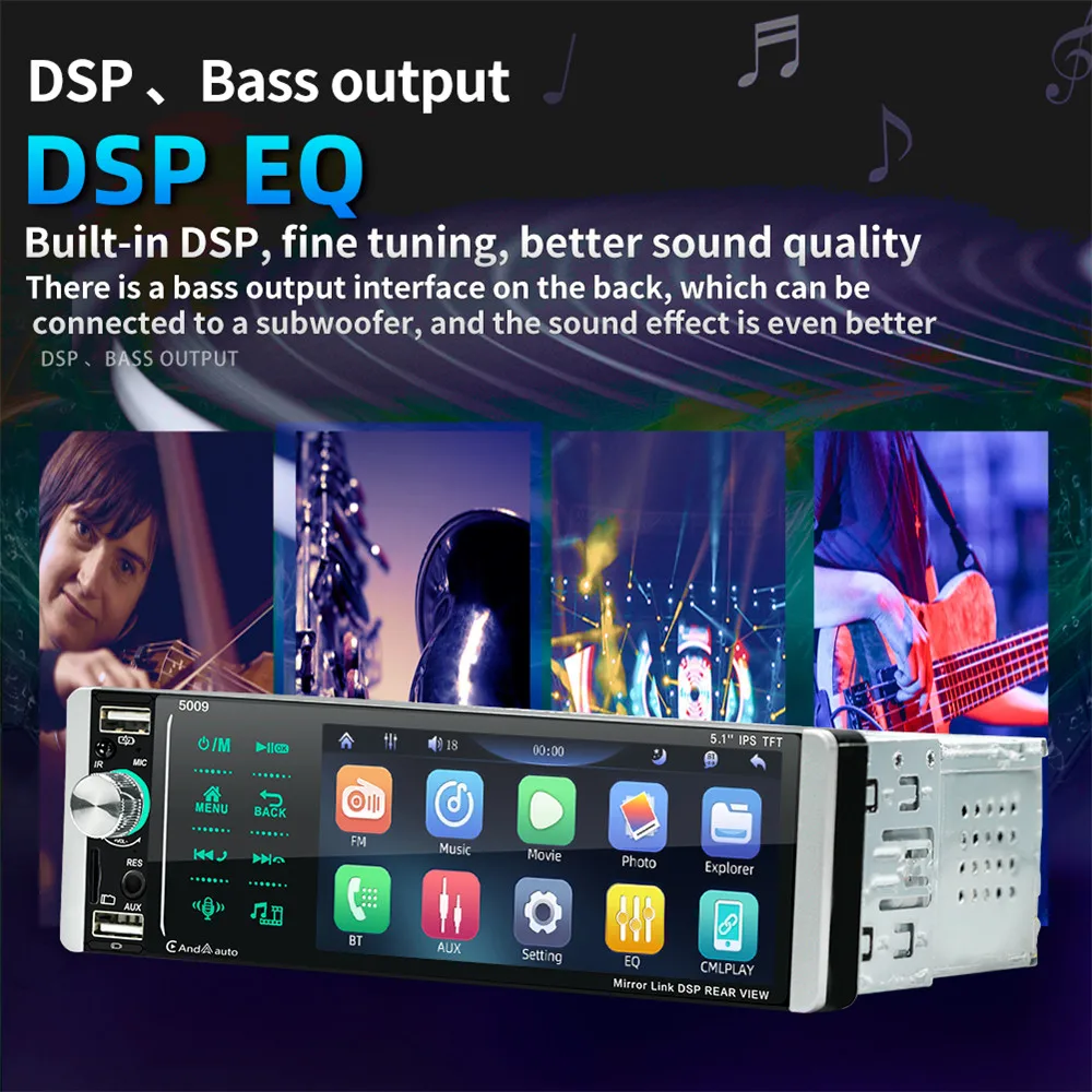 Автомагнитола 2 Din мультимедийный MP5-плеер на Android с 7 "экраном DSP IPS Bluetooth AM/FM/USB/AUX |