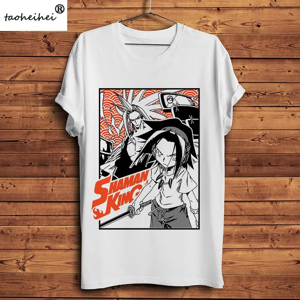 Забавная футболка с японским аниме шаманом король новинка белая Повседневная