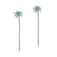 exquisite seaside resort style long coconut tree diamond chain earrings tassel stud earrings