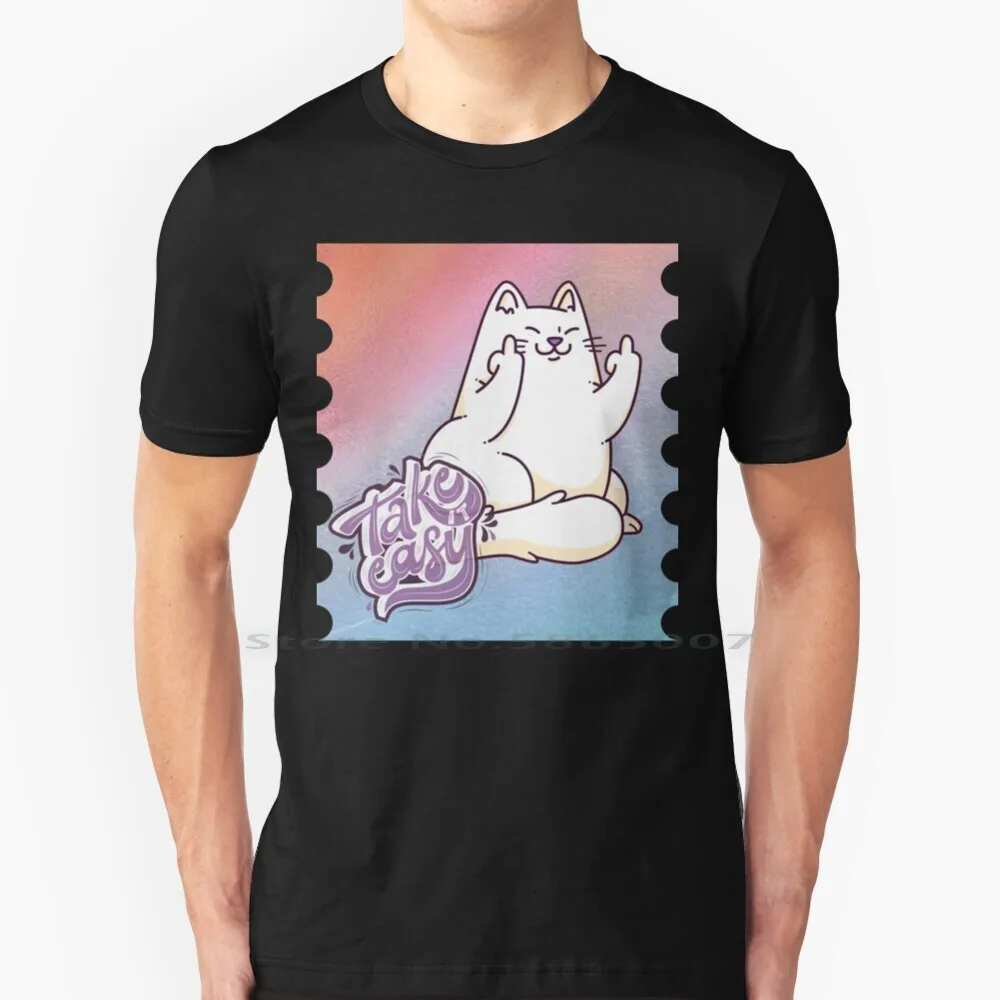 

Футболка с надписью «Take It Easy Cat» из 100% хлопка, «You Cat Doing You», скейтборд, катание на коньках, Легкое Охлаждение, вибрация, серфинг, серфинг