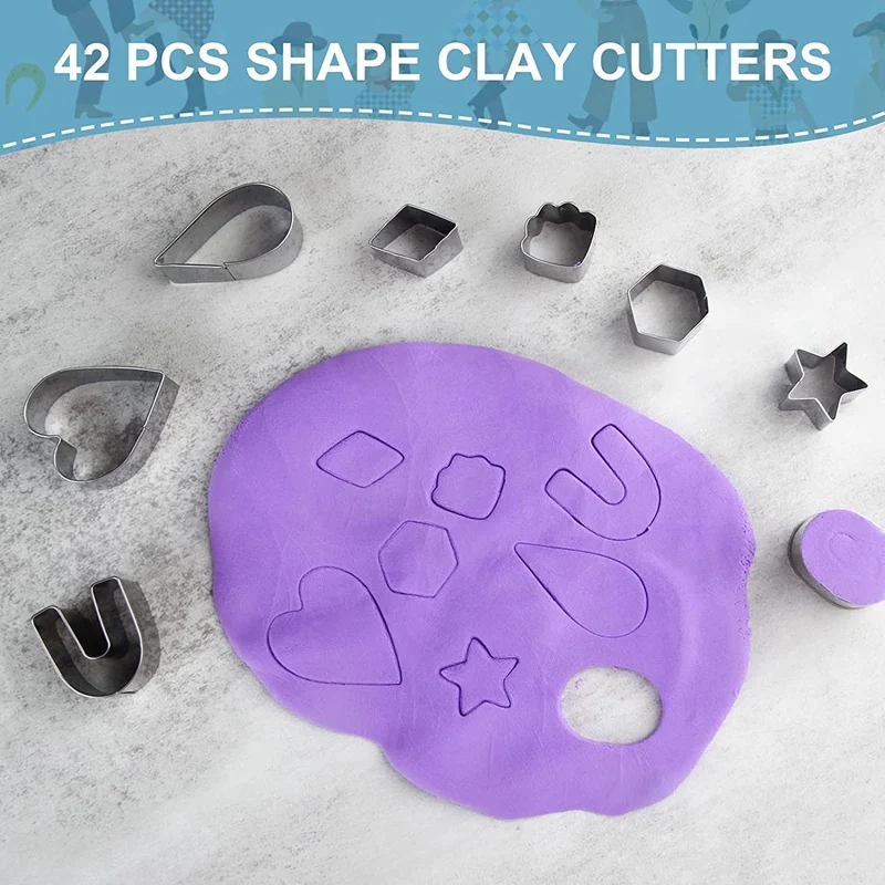 

Polymer Clay Cutters Set, 42 Shapes Stainless Steel Clay Cutters For Polymer Clay Jewelry, 40 Circle Shape Cutters
