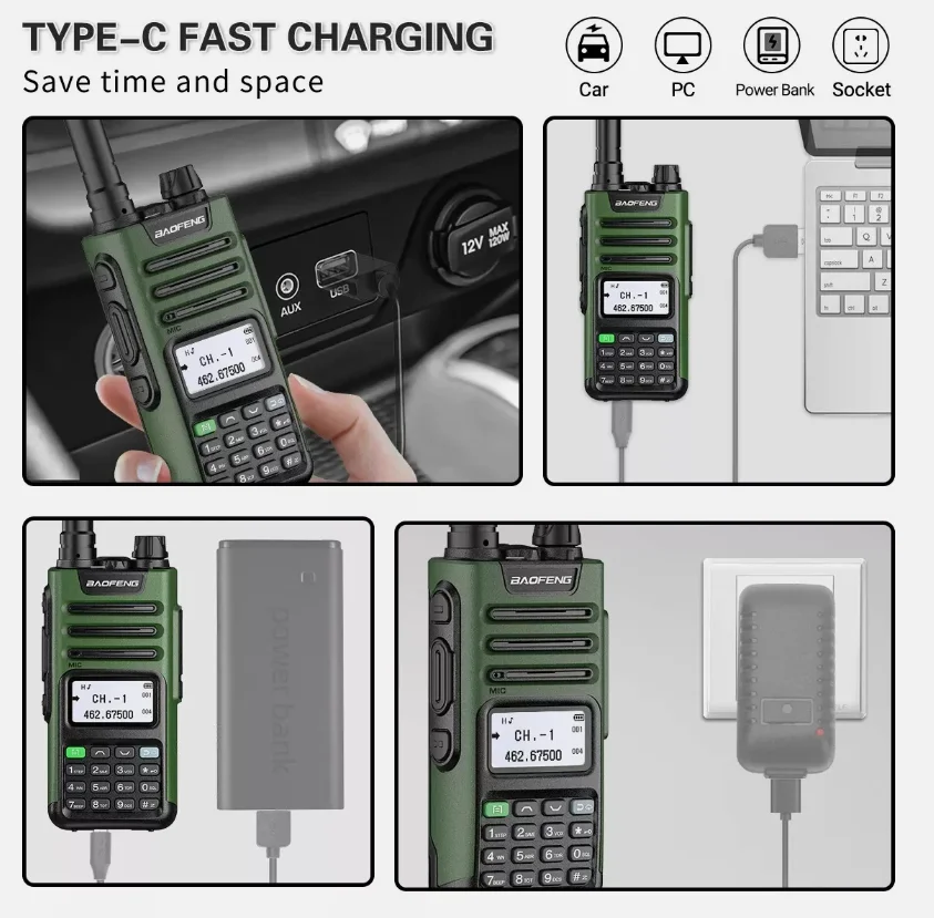 BaoFeng UV-13 PRO Talkie-Walkie Haute Puissance - Bande V1/V2 Chargeur USB Type