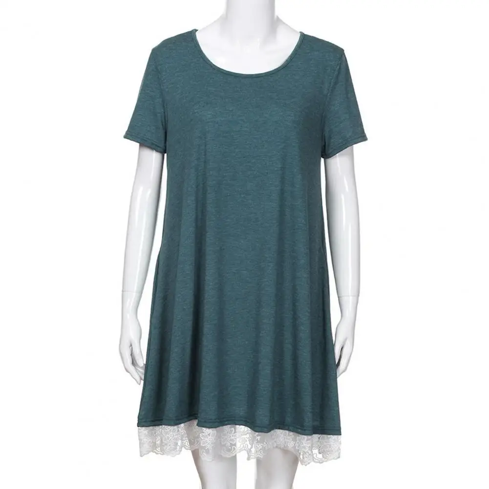 

Dress All Match Women Dress Lace Patchwork Short Sleeve Summer Dress