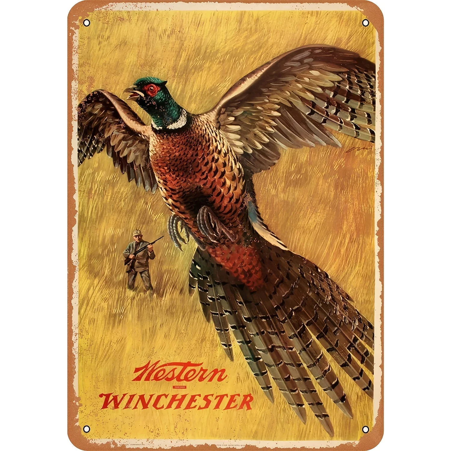 

Tin Metal Sign Vintage Look 1958 Western Winchester Pheasant Bar Cafe Home Wall Art Deco 12x8 Inches