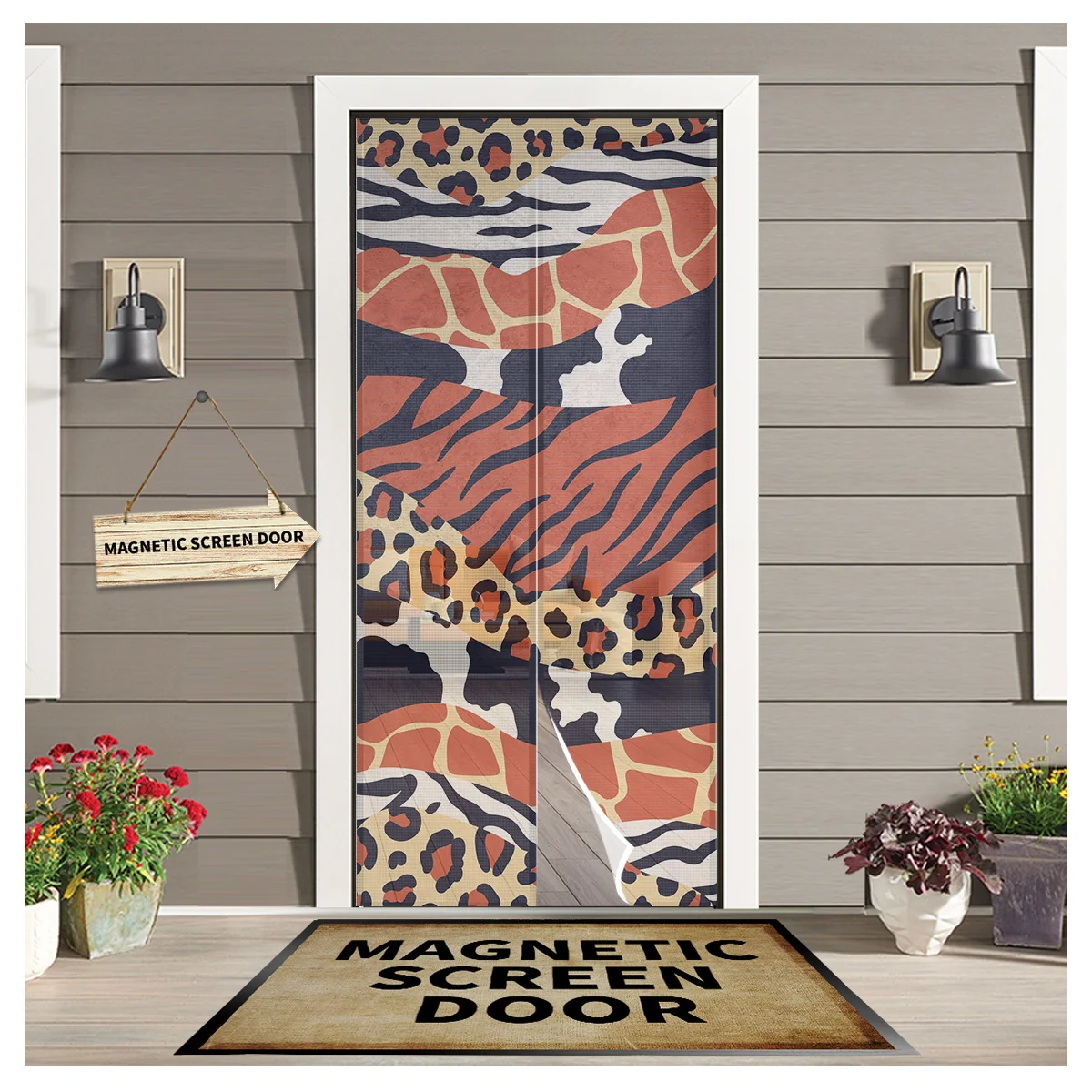 

Шторы с изображением зебры и тигра на дверь, с принтом животных, меховая текстура, на магнитной застежке, защита от комаров, насекомых, летни...