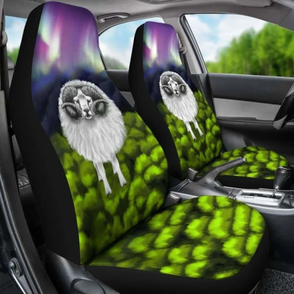 

Icelandic Sheep Northern Lights Car Seat Covers,Pack of 2 Universal Front Seat Protective Cover