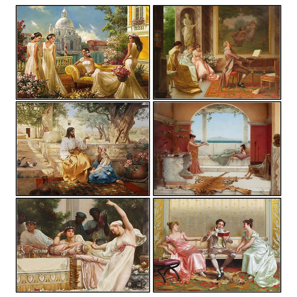 

Landscape Court Lady Diamond Painting Cross-Stitch Complete Kit Embroidery Knitting Embroidery Cross Stitch 5D Home Decor