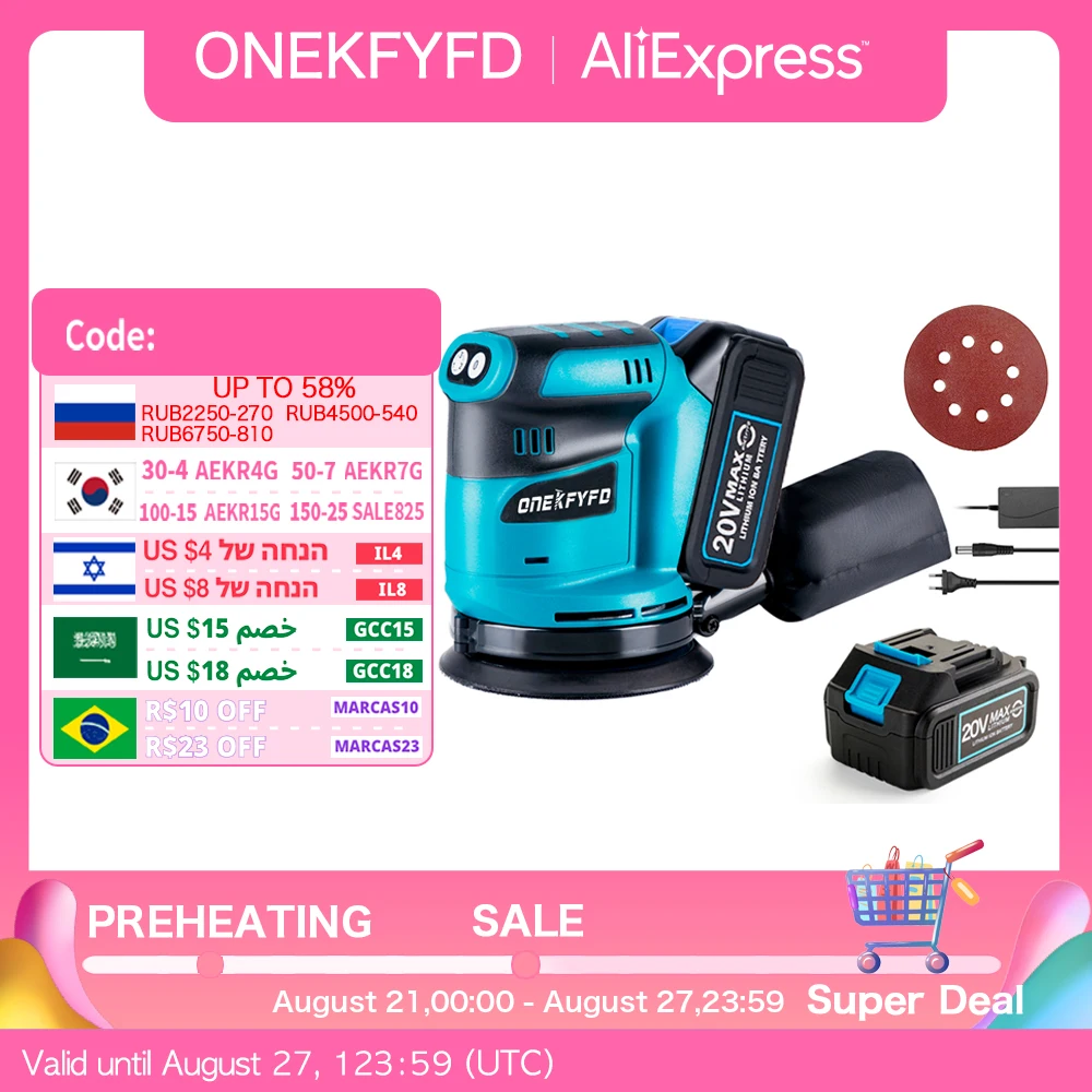3 Speed Cordless Random Orbital Sander Wood Grinder Polishing Electric Grinding With Sandpaper For Makita 18V Battery