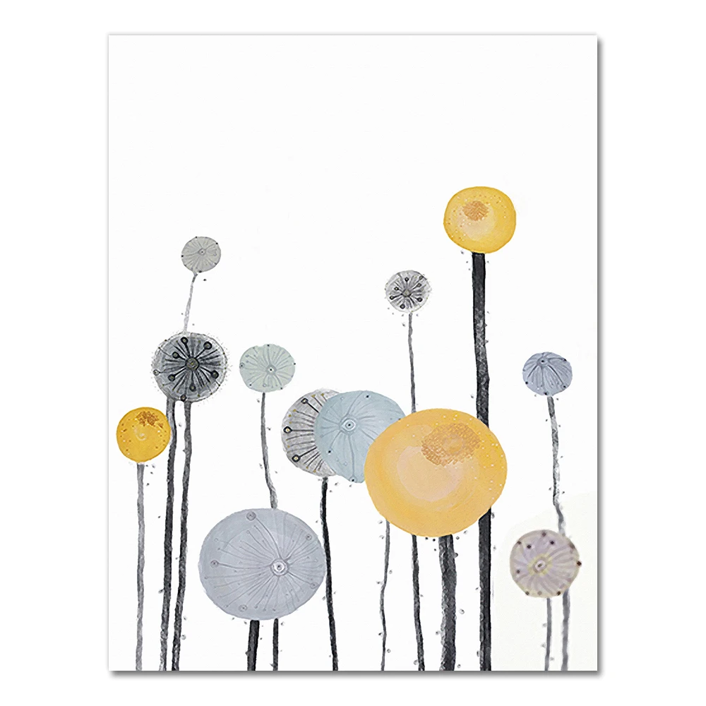 

Разноцветные цветы, холст, живопись, абстрактная Геометрическая елка, желтое растение, плакаты и принты Настенная картина для украшения спальни для комнаты