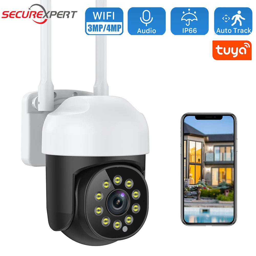 

3MP Wifi Surveillance Cameras Tuya PTZ Wireless ip Camera AI Human Detection Night Vision IP66 Outdoor Home Security CCTV Camera