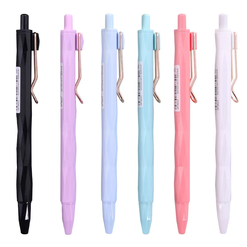 

BEIFA 6 Pcs Macaron Color Full Meedle Press Gel Pen 0.5 Cute Girl Heart Signature Pen Test Pen Set Office Stationery Gift