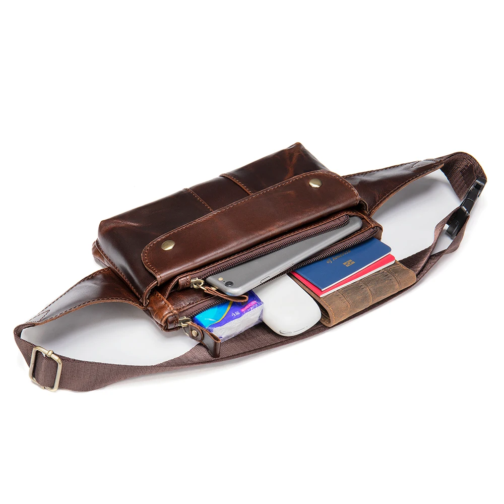 NIUCUNZH Genuine Leather Waist Packs Men Fanny Pack Belt Bag Small Travel Phone Bags Chest Bags Shoulder Bags Motorcycle Riding
