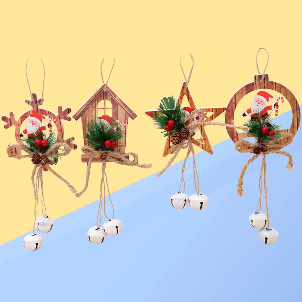 

4PC Christmas for Decorative Door Tree Bell Pendants Christmas Festival Gift House Decoration